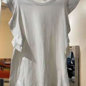 AllSaints White Ruffle Sleeveless T-Shirt. Worn once. Size 8. Super soft.